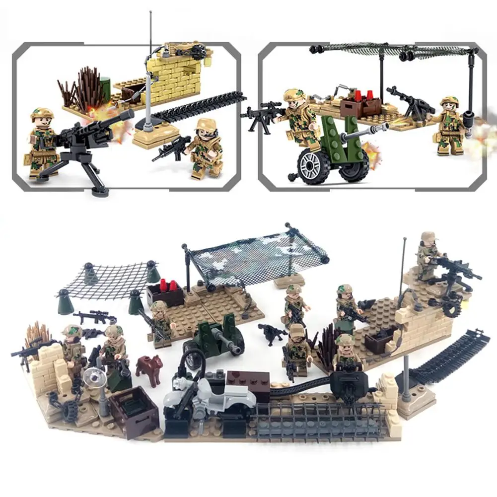 

344PCS Building Blocks 2019 New WW2 World War II Figure Military Building Blocks Toys for Children Wolf Teeth Field Team