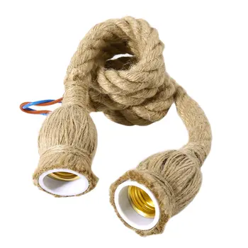

220V E27 Lamp Base 1m Vintage Hemp Rope Electric Cord Wire DIY Pendant Garland String Lights Decorative Light Bulb Holder