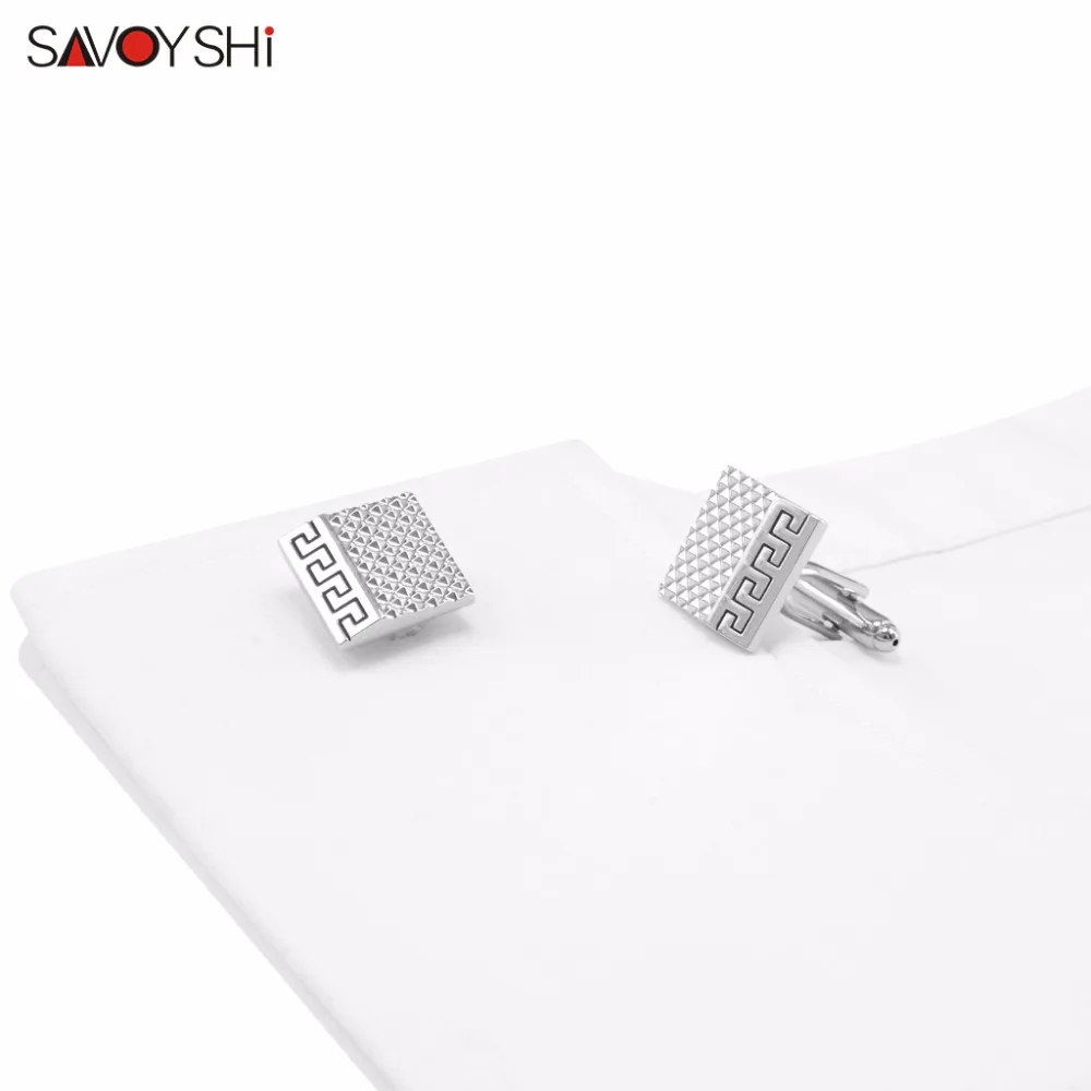 SAVOYSHI модные волнистые мужские запонки высококачественные запонки квадратные серебряные/Золотые Запонки мужские ювелирные изделия для свадьбы