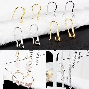 

Maintains Color Copper Plated 18k Real Gold Ear Hook Micro Zircon Long Earrings DIY Self-Made Ear Stud Accessories Material