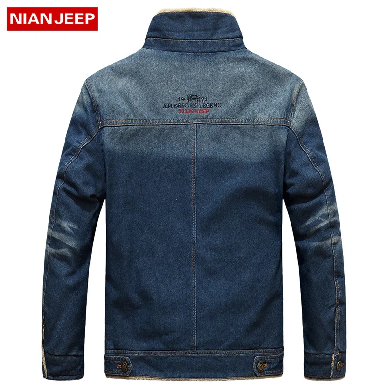 Nian Jeep, хлопковое пальто для молодых мужчин, джинсовое пальто, зимнее, матовое и толстое, большой размер, хлопковая стеганая одежда, отложной воротник, свободный-Fi