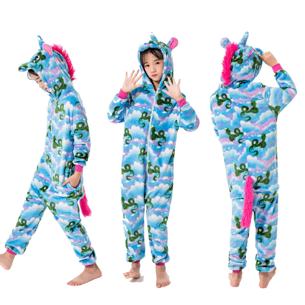 Кигуруми пижамы панда дети девочки единорог пижамы для мальчиков Ститч oneses пижамы единорог для 4 6 8 10 12 лет Ститч костюм - Цвет: LA36