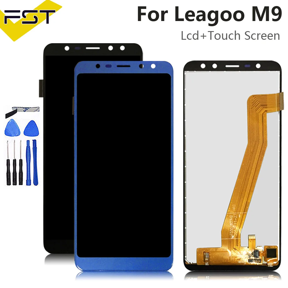 Tanie Czarny niebieski 640*1280 5.5 For Leagoo M9 wyświetlacz LCD + montaż digitizera ekranu dotykowego naprawa części + narzędzia do ekranu LCD M9