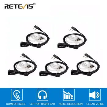 

5pcs Walkie Talkie Headset 2Pin PTT Mic Earpiece For Kenwood For Baofeng UV-5R UV-82 Radio Retevis H777 RT7 RT22 for WLN KD-C1