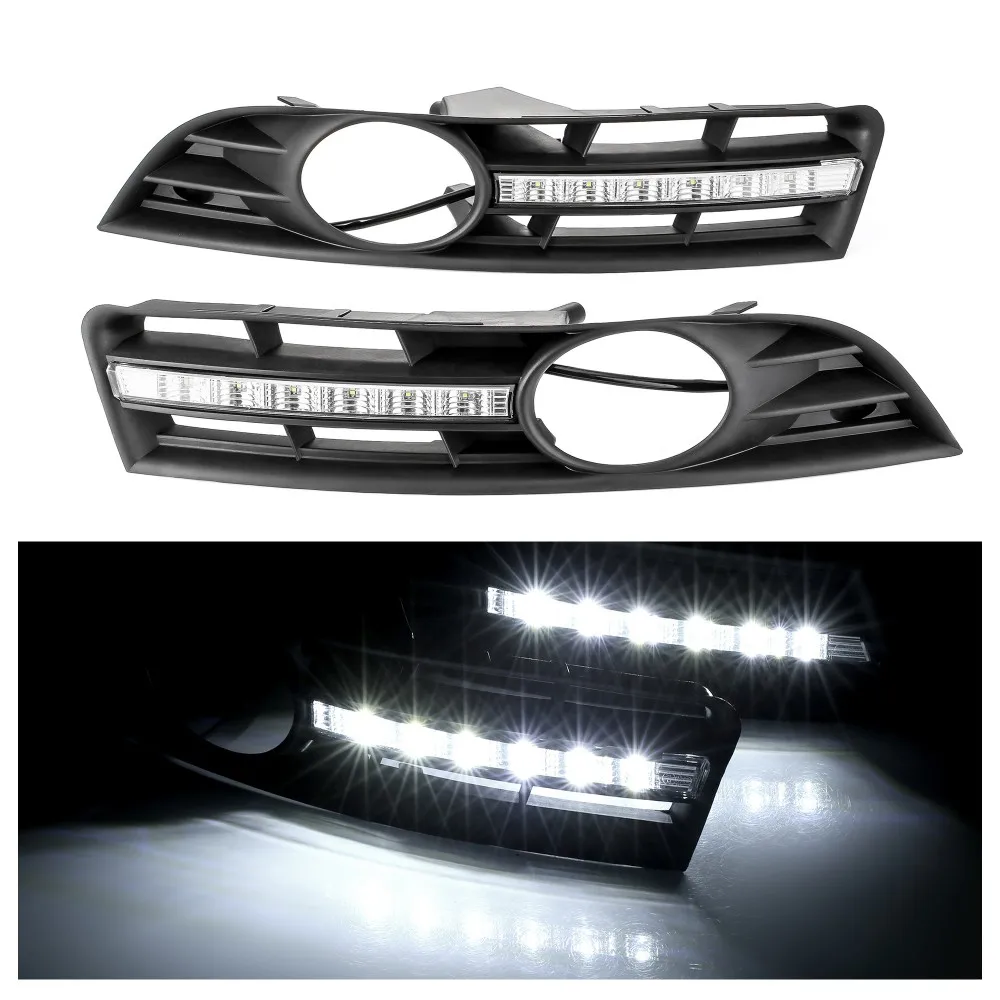 

2pcs car light DRL LED Daytime Running Lights with fog lamp hole For VW Volkswagen Passat B6 2007 2008 2009 Super bright