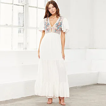 

Kaftan Beach Wear Women's Swimsuit Cover Up Women Swimwear Ups Suit Cotton Embroidered Skirt Shirt Dress Female Animal Sierra