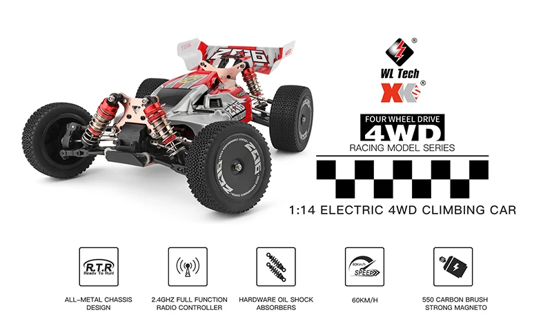 Wltoys XK 144001 1:14 2,4 ГГц RC автомобиль 60 км/ч высокая скорость RC гоночный автомобиль RC багги 4WD Электрический внедорожный Дрифт Abosber автомобиль красный/зеленый
