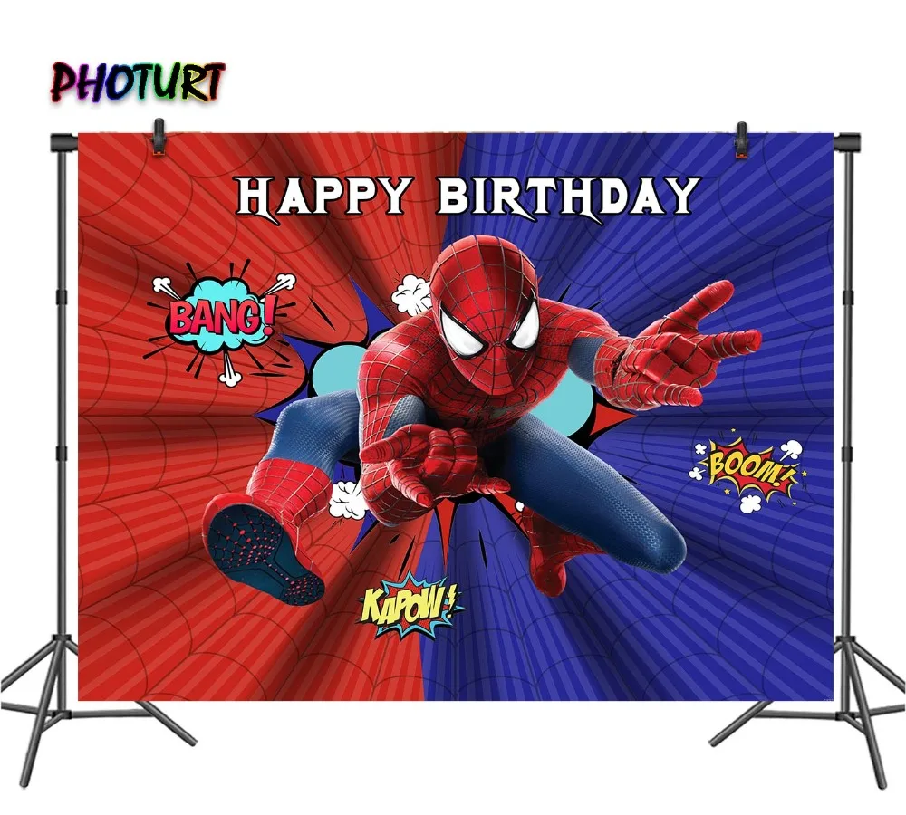 Foturt dibujos animados hombre araña fotografía telón de fondo Baby Shower  niño cumpleaños fiesta fondo rojo azul vinilo foto estudios Props|Fondo| -  AliExpress
