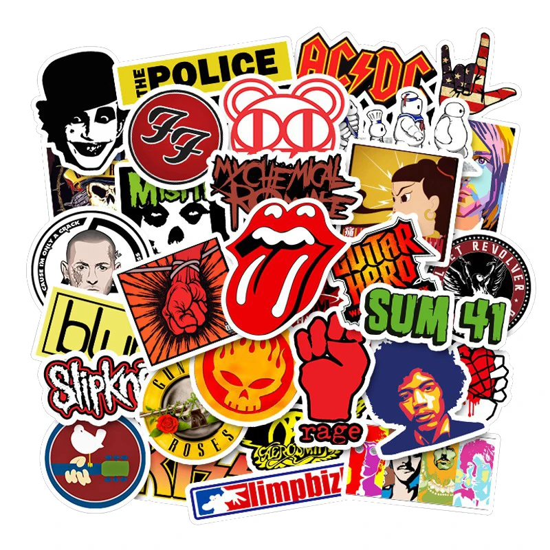 Pegatinas de grafiti para monopatín, banda de música Rock, Punk, para guitarra, portátil, equipaje, motocicleta, bricolaje, juguete clásico, 10/30/50 Uds.