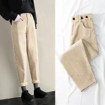 

Corduroy Pants Female Autumn Winter Pants Women Loose High Waist Harem Pants Cotton Black Trousers Women Pantalon Femme C5866