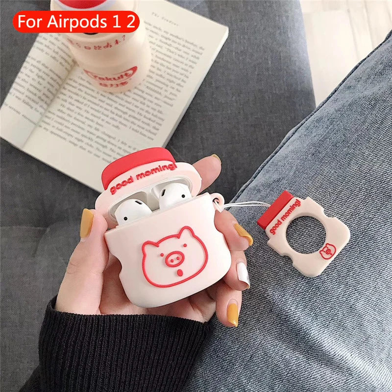 Милый беспроводной чехол для наушников с Bluetooth для apple airpods 2, силиконовая Мягкая коробка с рисунком молочного чая, аксессуары для airpods - Цвет: 588