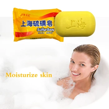 

shanghai Sulfur Soap Skin Conditions Acne Psoriasis Seborrhea Eczema Anti Fungus Bath Healthy Soaps 80g