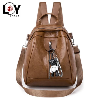 

Vintage Bear Ornament Belt Backpack Women Fashion Multifunction Waterproof Shoulder Bags High Capacity Designer Travel Backpacks