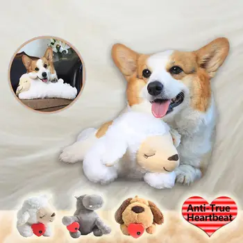 

Dog Toy Plush Toy Comfortable Behavioral Training Aid Toy Heart Beat Soothing Plush Doll Sleep for Smart Dogs Cats