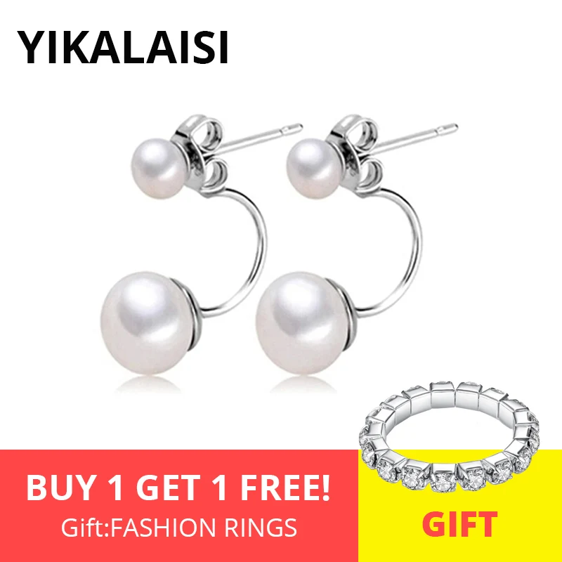 Женские серьги из серебра 925 пробы с натуральным жемчугом 6 7 8 мм|double pearl earrings|jewelry