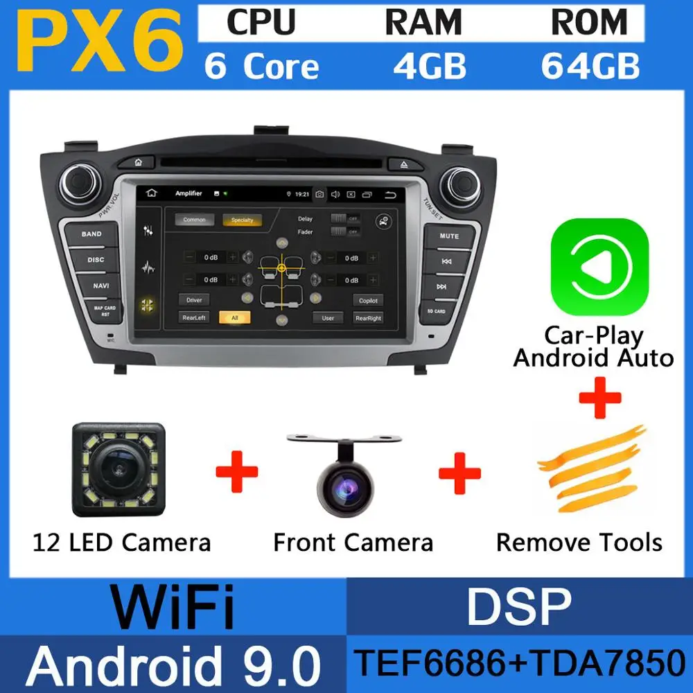 5 USB порт PX6/Восьмиядерный Android 9,0 автомобильный dvd-плеер для hyundai IX35 2010 2011 2012 2013 автомобильный Радио gps DSP Android авто - Цвет: PX6-Carplay