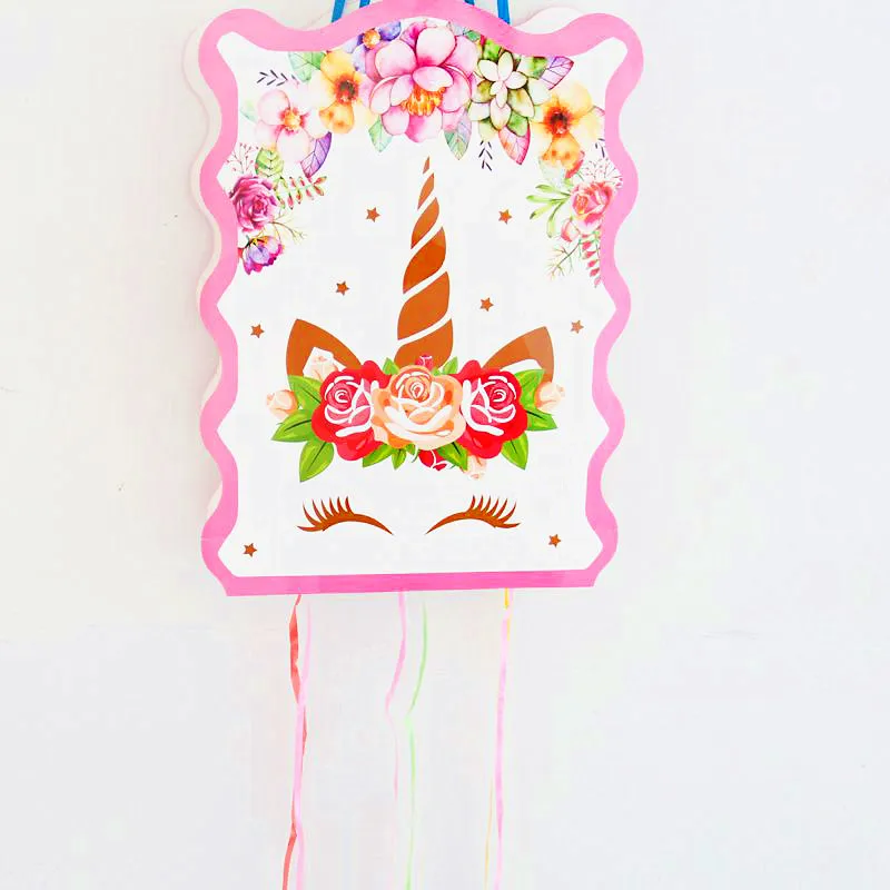 Pinata-1pack 1 шт. 1,8*1,08 м цветок Единорог одноразовая скатерть для дня рождения для детей Единорог день рождения пластиковая Скатерть украшения - Цвет: Pinata-1pack