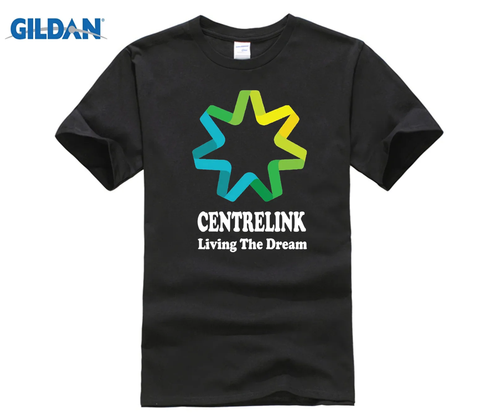Горячие предложения черная футболка с забавным логотипом Centrelink Living The Dream Aussie Straya