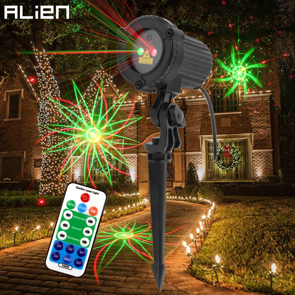 Christmas Projection Lights Red & Green Waterproof Xmas Control w/Remote IP65 US 