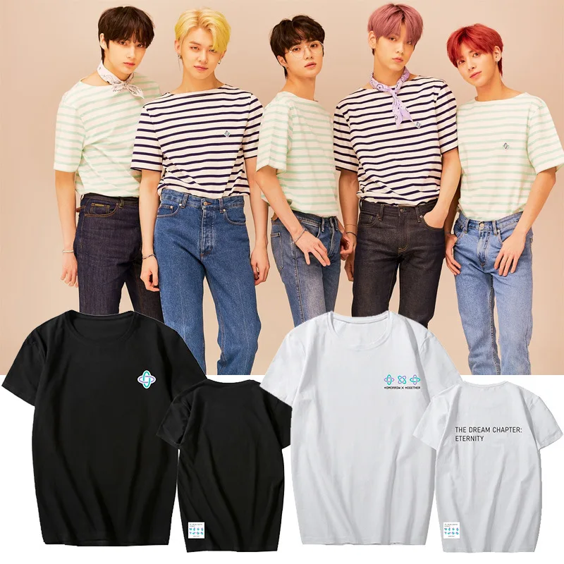 TXT T-shirt Group Album ETERNITY Casual Loose Color Print Top Tees Men Women Summer Short-sleeved O-Neck T Shirt Clothes Female