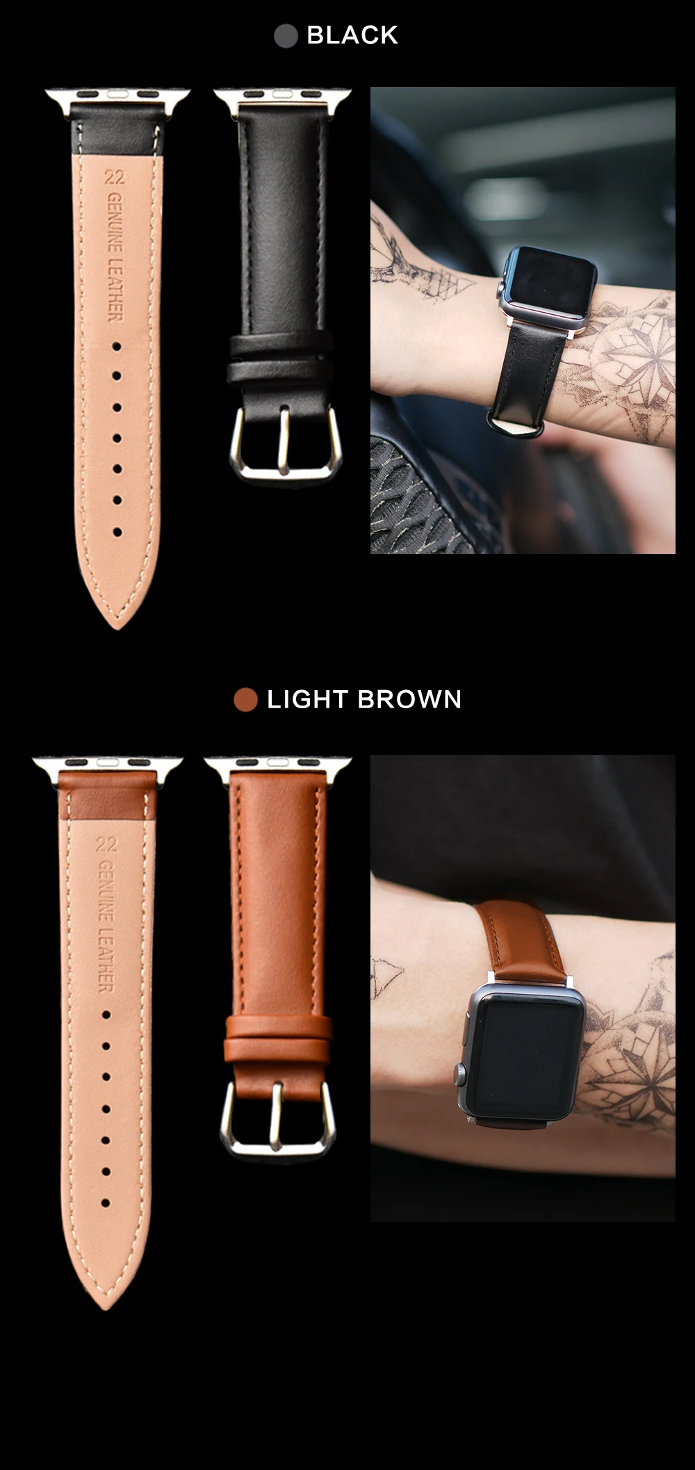 Коричневый кожаный ремешок петля ремешок для Apple Watch 4 3 2 1 38 мм 40 мм, мужской кожаный ремешок для iwatch 5 44 мм 42 мм браслет