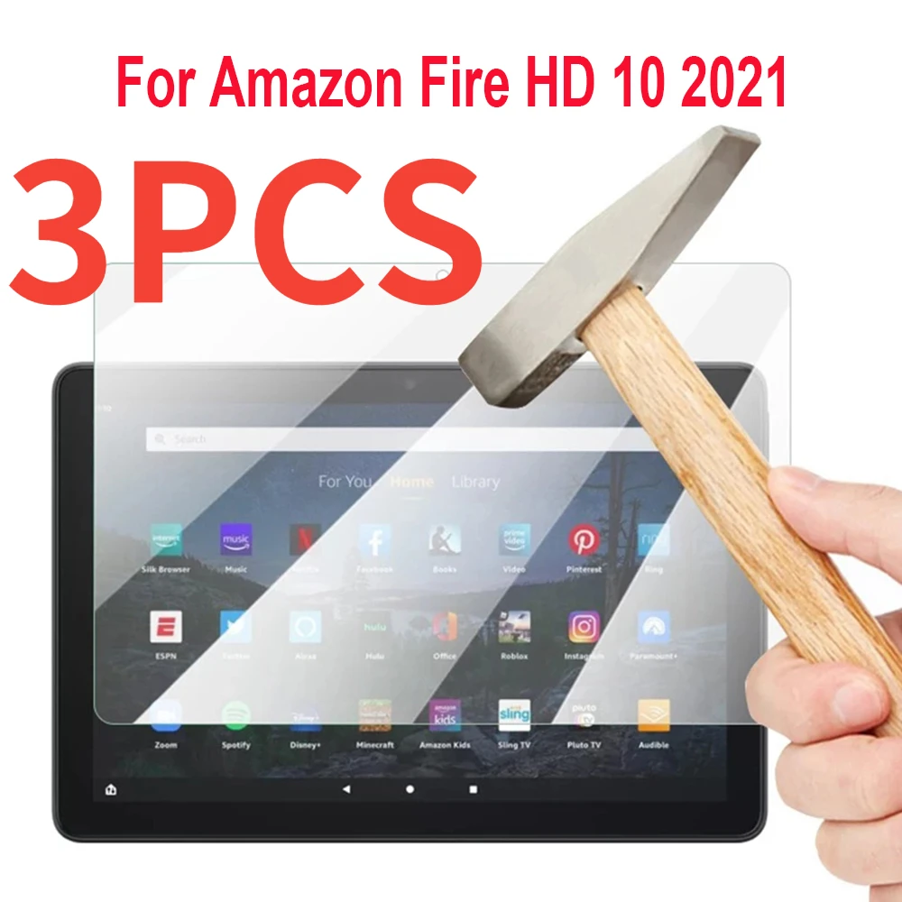 

3 шт. 9H закаленное стекло для защиты экрана для Amazon Fire HD 10 2021 10,1 дюймов Защитная прозрачная пленка для Kindle Fire HD 10