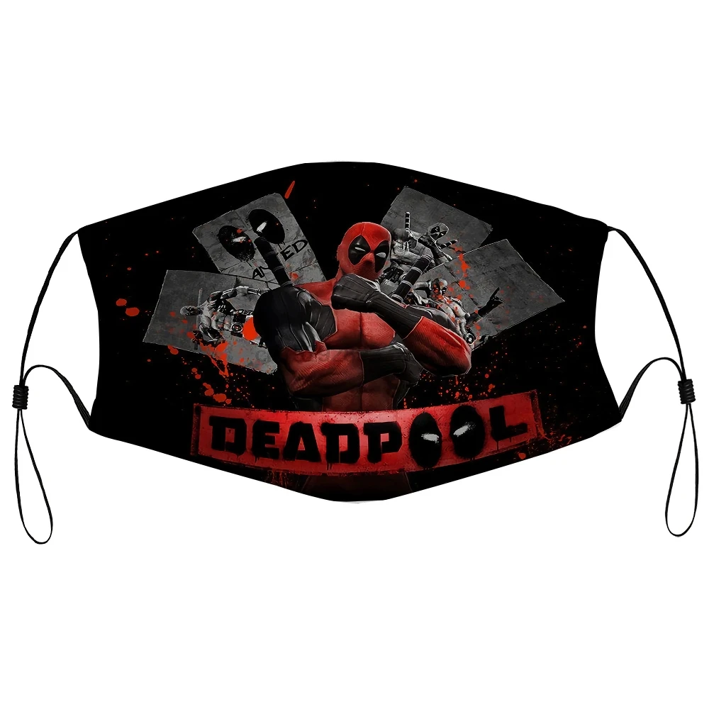Пылезащитная маска с фильтром черная изображением персонажа Дэдпула для лица