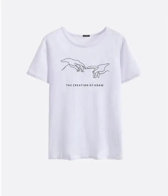 

The Creation of Adam t shirt Women's funny graphic tops Adam T-Shirt 100% Cotton tees casual fashion clothes