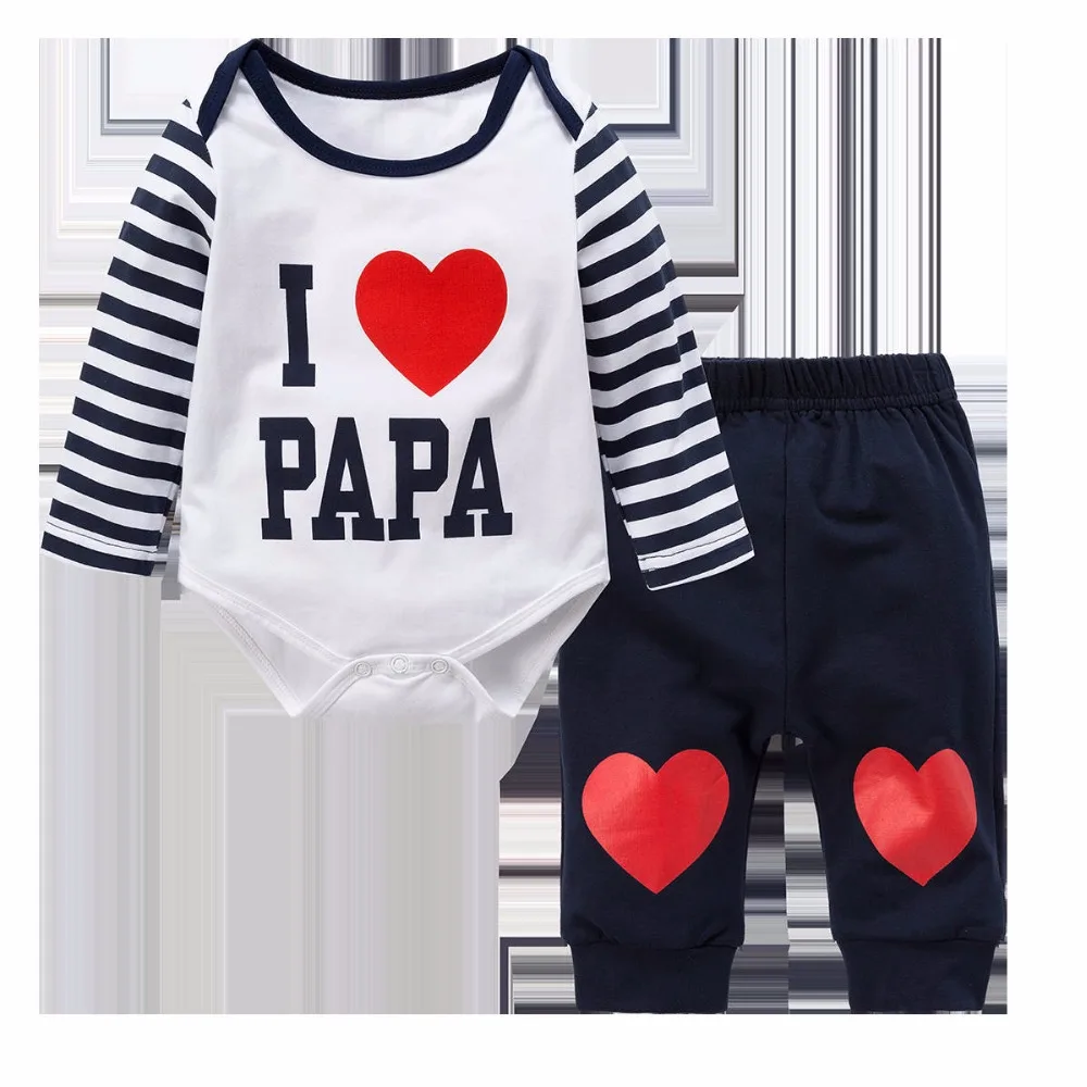 Комплект для малышей Детская одежда с надписью «PAPA MOM» синий и красный костюм, джинсы+ штаны комплекты одежды для маленьких мальчиков и девочек,# E
