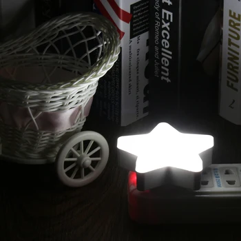 

Led Lamp Control Sensor Lights Eu Plug Star Shape Energy-Saving Safety Plug Bedside Decorative Night Light