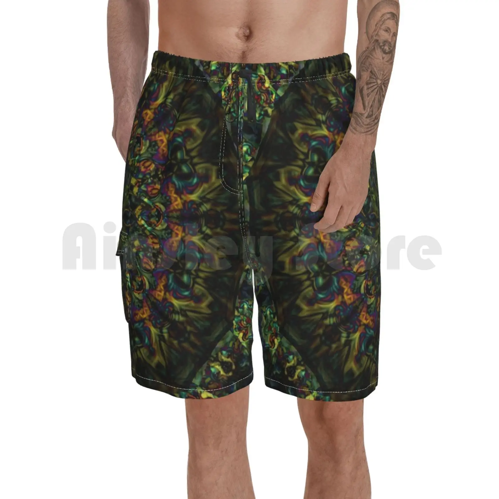 Fractal Mandala Beach Shorts Men Beach 