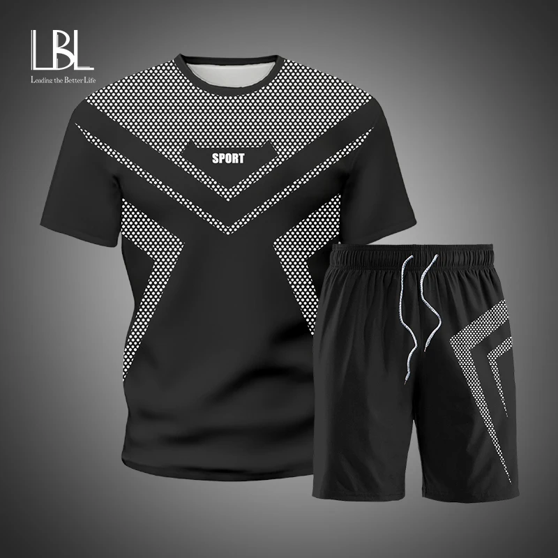 Summer Tracksuit for Men Shorts Sets 2021 New Gym Tshirt and Shorts Suit Sets Casual
