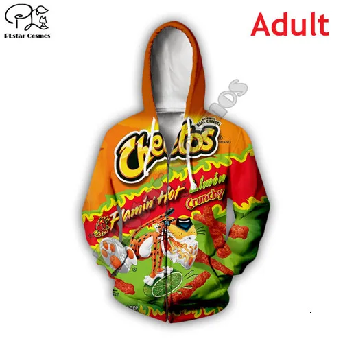 Комплект семейной одежды с объемным принтом Cheetos, толстовка, куртка на молнии для взрослых и детей, одинаковые комплекты для семьи и мамы, папы - Цвет: Unisex Zip Hoodie