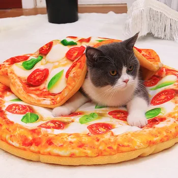 

Machine Washable 3D Simulation Pizza Lamb Plus Velvet To Keep Warm Pet Mat For Small Big Dog Cat Puppy Blanket Pet Mat 20Jan10