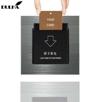 

Insert Card For Power Wall light Switch Luxury Brushed Aluminum Electric Energy saving For Hotel Rent House Guest Room Switches