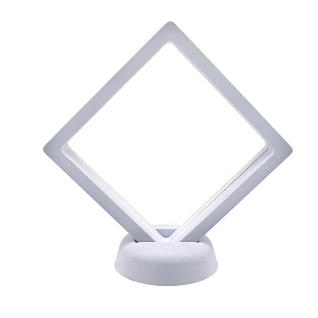 Skelang 10Pcs Vitrine Flottante 3D pour médaillon AA Puce pièce de défi Antique Presentoir Transparent Blanc Cadre vitrine épingle Bijoux 