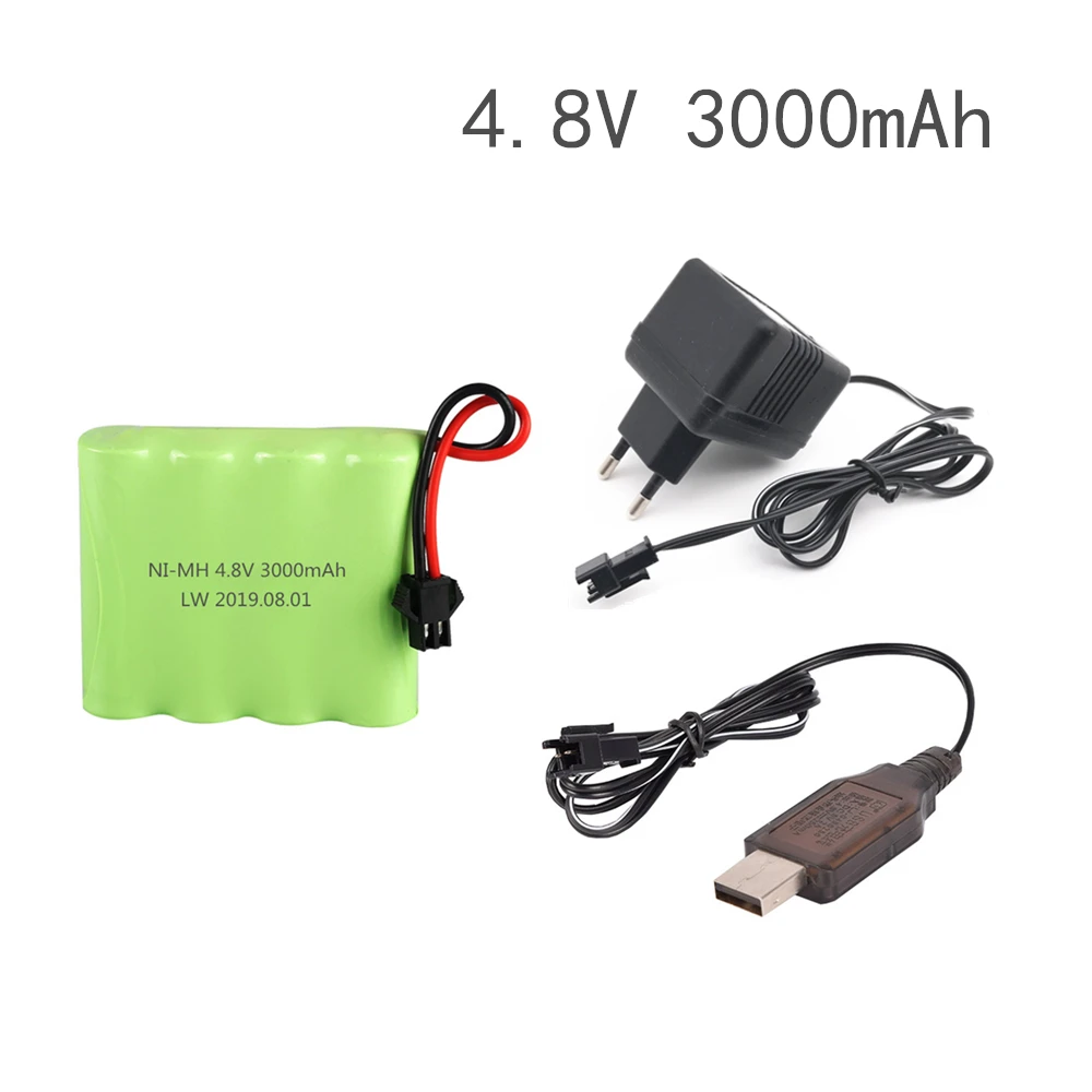 4,8 v 3000mah NiMH Ni-MH аккумулятор с зарядным устройством для радиоуправляемых игрушек, автомобилей, танков, роботов, лодок, пистолетов Ni-MH AA 4,8 v перезаряжаемый аккумулятор