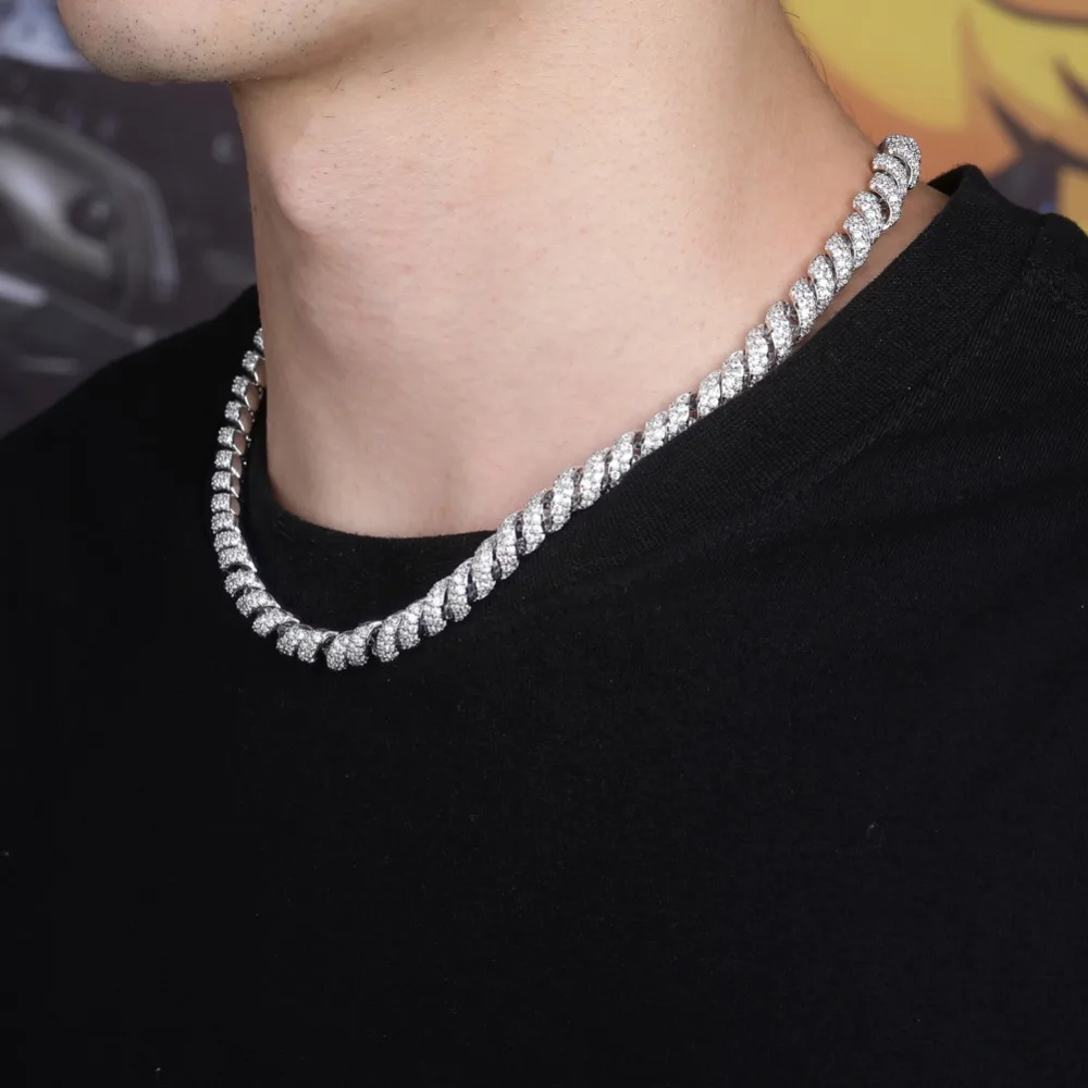 TOPGRILLZ Новое поступление 10 мм золото серебро цвет покрытием Iced Out кубический циркон кубинские звенья мужские цепочки и ожерелья