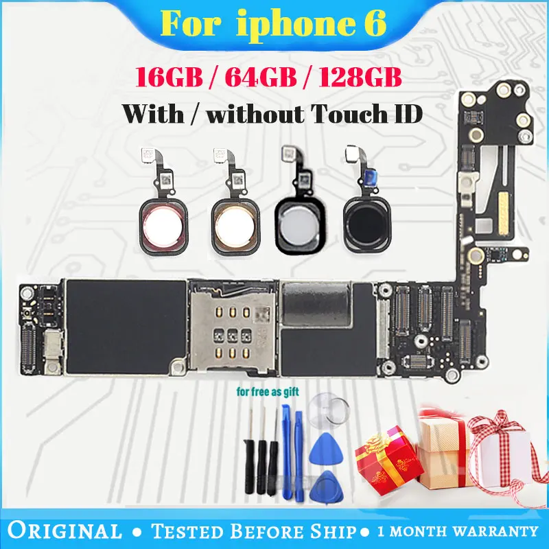 Оригинальная разблокированная материнская плата для iphone 6 с сенсорным ID/без Touch ID, для iphone 6 логические платы, 16 ГБ/64 Гб/128 ГБ