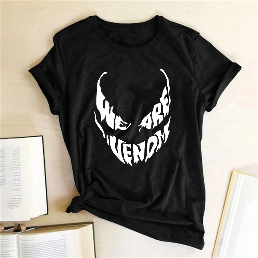 Высококачественная Женская забавная футболка с надписью «We Are Venom», модные футболки с коротким рукавом и круглым вырезом, Camiseta Mujer, Прямая поставка