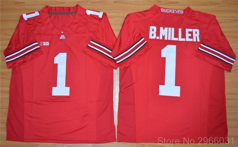 Красный Ohio State Buckeyes Брэкстон Миллер 1 Колледж Jersey-White Нажмите на изображение для просмотра в полный размер красные, черные сшитые Размеры S-3XL - Цвет: Красный