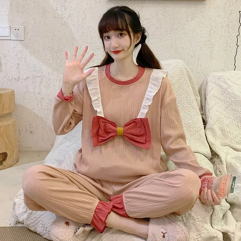 

New Pajama Woman Winter Korean Women's Pajamas Long Sleeve Korean Student Cute Sweet Home Service Two-piece Suit