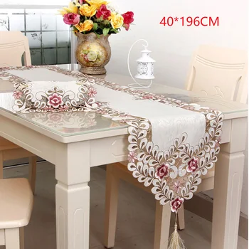 

Embroidery Flower Simple Decor Home Table Runner Elegant Table Cloth Crafts Covers Polyester