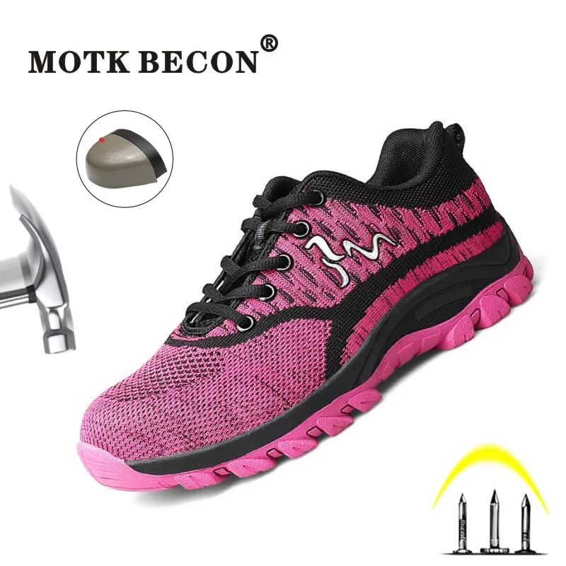 

MOTK BECON Women Steel Toes Safety Shoes Puncture Proof Light Weight Working Sneakers Indestructible Ryder Shoes for Men TM012