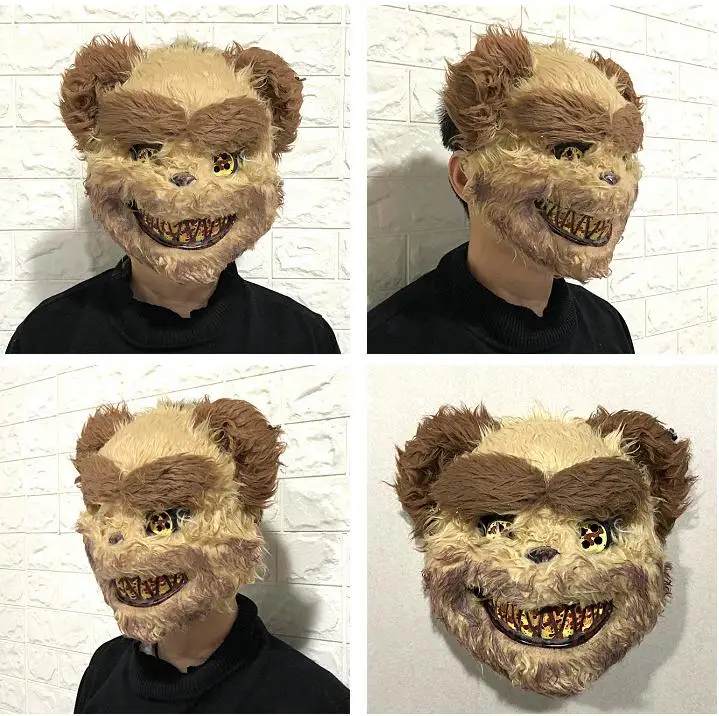 Bloody Yellow Bear Белый кролик страшная маска на Хеллоуин ужас маскарадный костюм злой кролик кровавая панда кровавые коричневые маски медведей вечерние Декор - Цвет: Bloody Yellow Bear