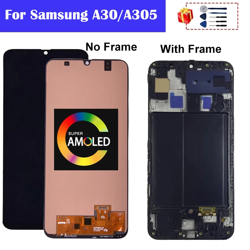 AMOLED для Samsung galaxy A30 LCD SM-A305FN/DS A305F/DS A305 ЖК-дисплей + сенсорный экран дигитайзер в