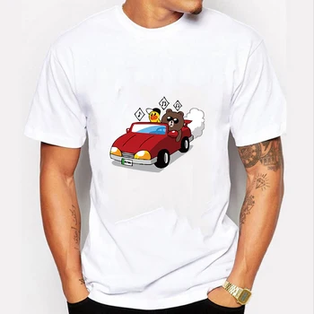 

Shirt Men Designer Cute Bear Printed T-Shirts Running Casual Tops Tees Sport Men's T Shirts Cotton White Tops