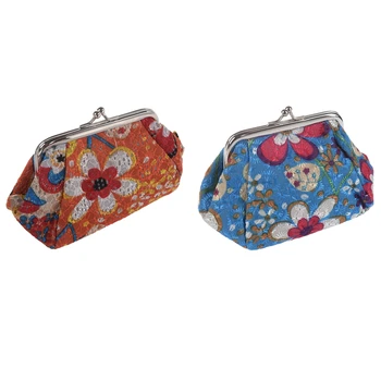 

2Pc Women Fashion Cute Wallet Keys Pouch Coin Purse(Blue&Orange)