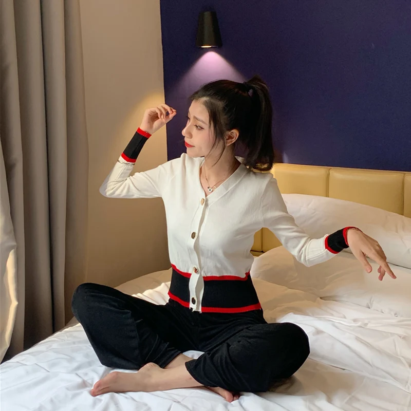 Joinyouth женские свитера в Корейском стиле Harajuku Sueter Mujer, вязанные тонкие модные кардиганы с v-образным вырезом, свитер для девочек, полный короткий 148