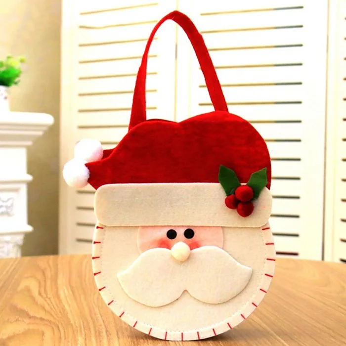 Santa Claus Рождественский креативный мешок для конфет с рождеством, нетканый материал, милый мультяшный Санта-Клаус, снеговик, лося, сумки, подвесные сумки - Цвет: Santa Claus